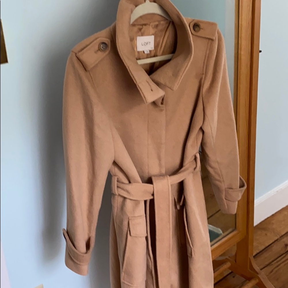 LOFT Tan Belted Trench Coat